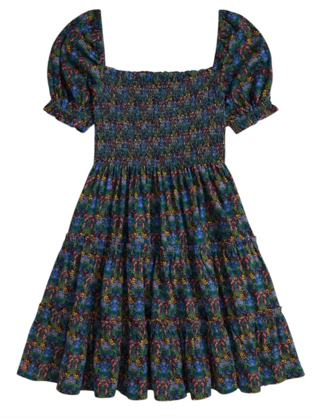 Ralph Lauren Girls Floral Smocked Cotton Jersey Dress